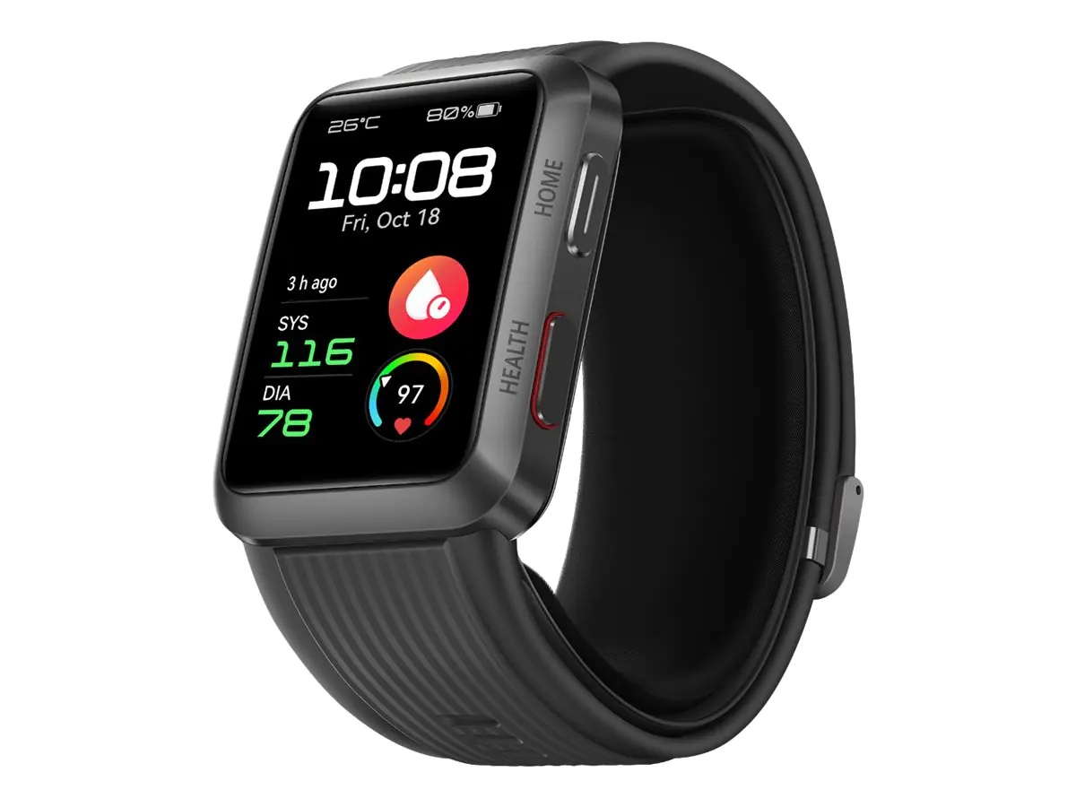 Huawei Watch D - Aluminum - intelligente Uhr mit Riemen - Flouroelastomer - schwarz - Bandgröße: L - Anzeige 4.2 cm (1.64") - NFC, Bluetooth - 40.9 g - Graphite Black