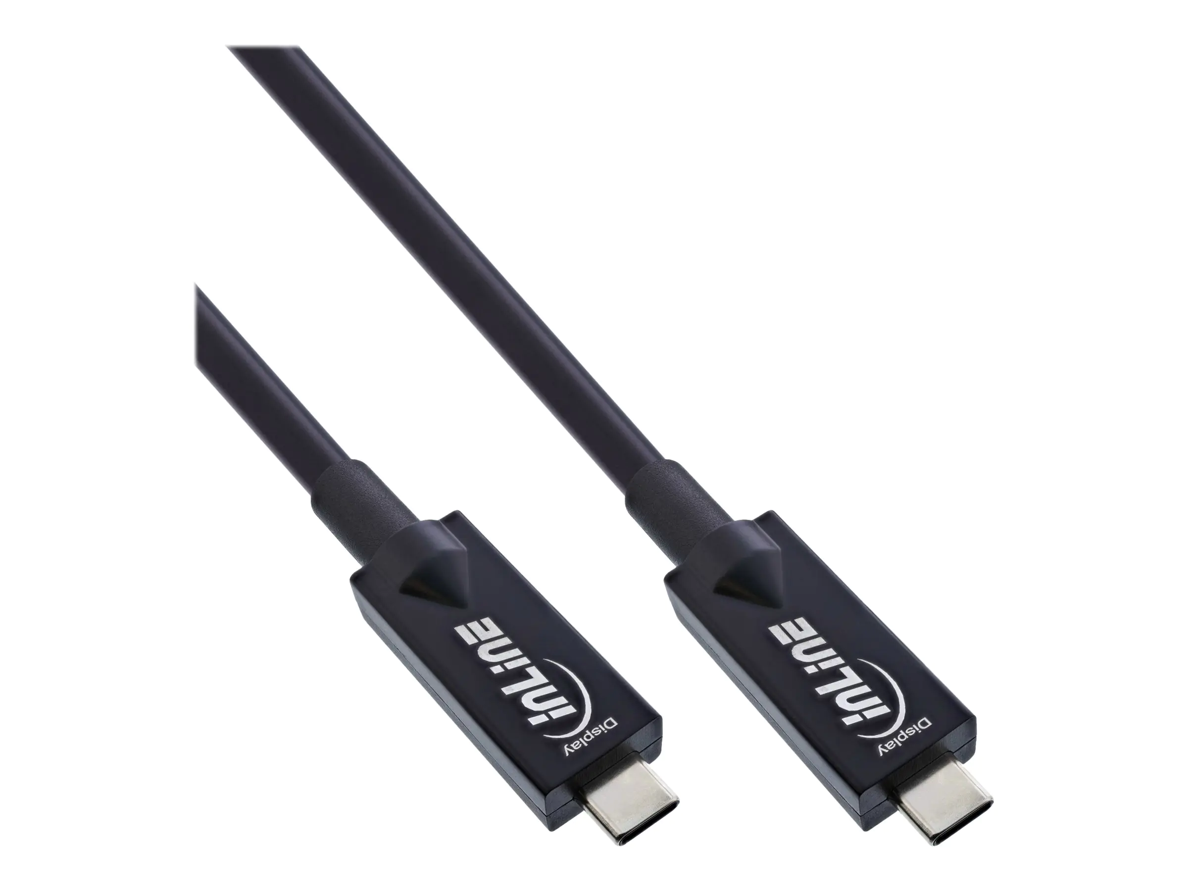 InLine - USB-Kabel - 24 pin USB-C (M) zu 24 pin USB-C (M) - USB 3.2 Gen 2 - 20 V - 3 A - 5 m - Active Optical Cable (AOC), USB Power Delivery (60W), unterstützt 4K 144 Hz (3840 x 2160) - Schwarz