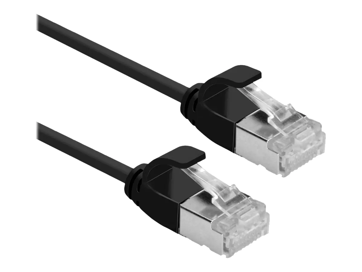 Roline DataCenter - Patch-Kabel - RJ-45 (M) zu RJ-45 (M) - 30 cm - U/FTP - CAT 6a - halogenfrei, geformt, ohne Haken, verseilt - Schwarz, pantone 3C