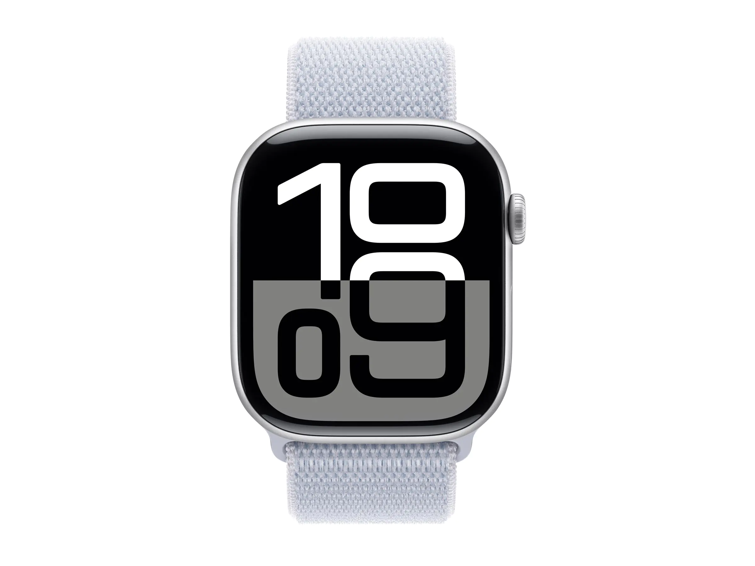 Apple Watch Series 10 (GPS) - 46 mm - Aluminium, Silber - intelligente Uhr mit Sportschleife - weiches, zweilagiges Nylon - blaue Wolke - Handgelenkgröße: 130-200 mm - 64 GB - Wi-Fi 4, UWB, Bluetooth - 36.4 g