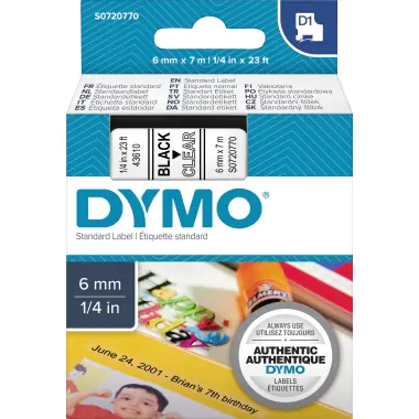 DYMO Schriftbandkassette D1 S0720770 6mmx7m sw auf tr