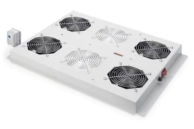 DIGITUS Professional DN-19 FAN-4-SRV - Rack-Dach mit 2 Lüftern - mit 4 Lüfter - Hellgrau, RAL 7035 - 48.3 cm (19")