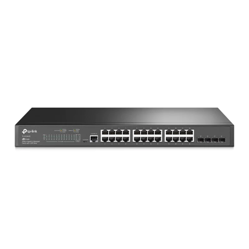 TP-Link JetStream TL-SG3428 V2.26 - Switch - managed - 24 x 10/100/1000 + 4 x Gigabit SFP - an Rack montierbar TP-Link JetStream TL-SG3428 V2.26 - Switch - managed - 24 x 10/100/1000 + 4 x Gigabit SFP - an Rack montierbar