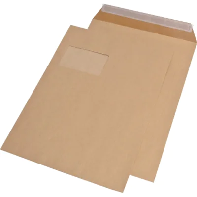 MAILmedia Versandtasche DIN C4 mit Fenster 90g/m² mit Haftklebung Natronpapier braun 250 St./Pack.
