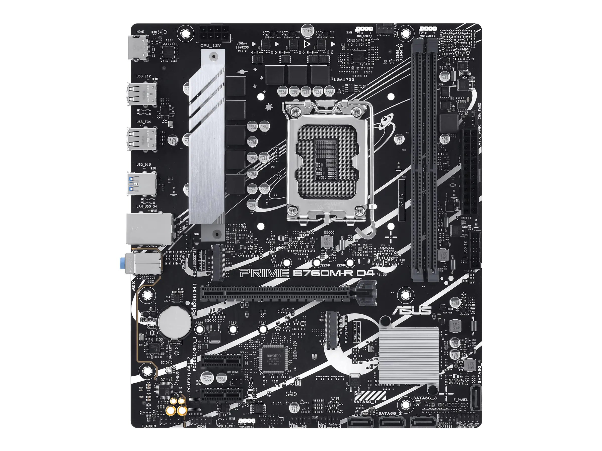 ASUS PRO B760M-R D4 - Motherboard - micro ATX - LGA1700-Sockel - B760 Chipsatz - USB 3.2 Gen 1 - 2