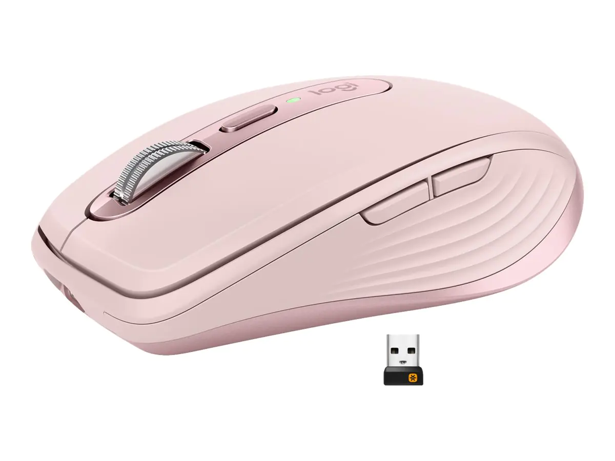 Logitech MX Anywhere 3 - Maus - Laser - 6 Tasten - kabellos - 2.4 GHz, Bluetooth - kabelloser Empfänger (USB) - rosé