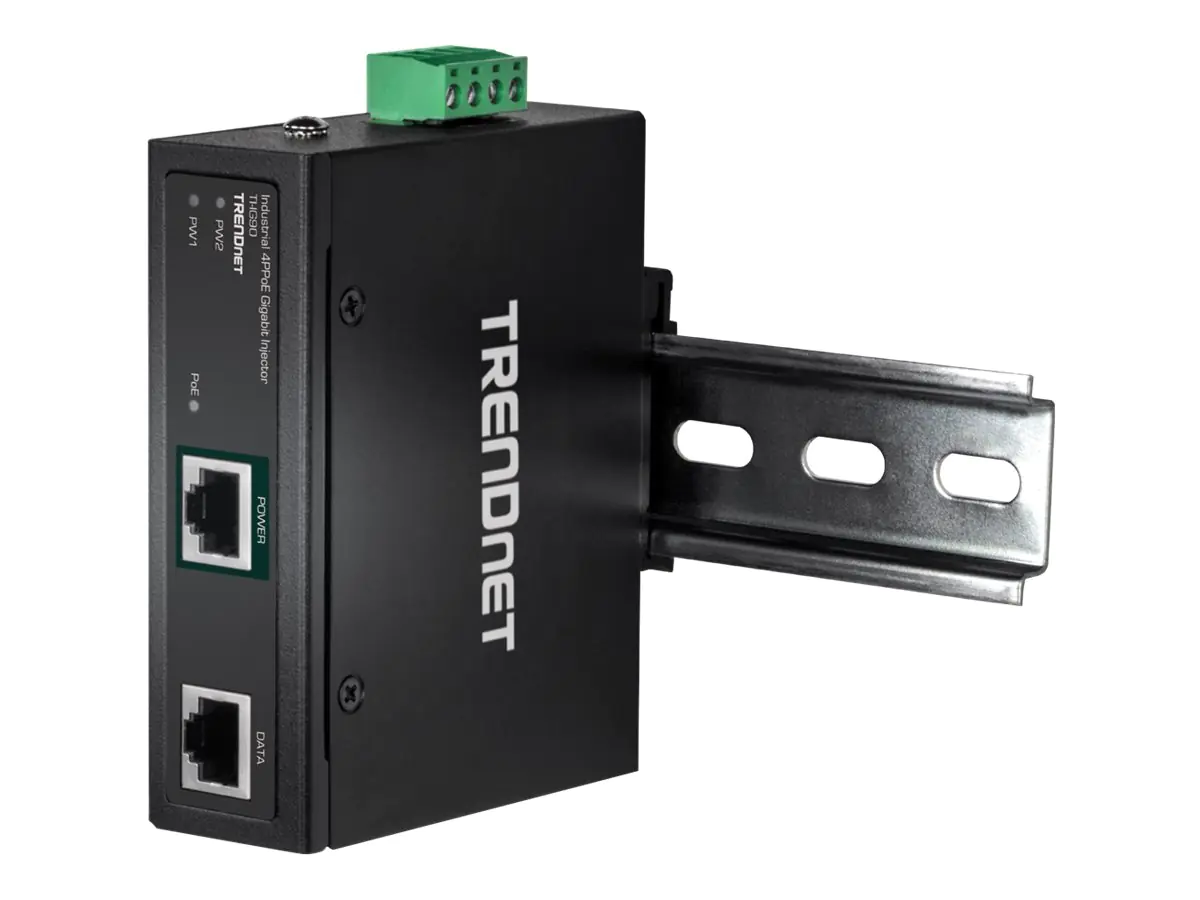 TRENDnet TI-IG90 - Hardened Industrial - Power Injector (DIN-Schienenmontage möglich) - DC 52 - 56 V - 90 Watt - Ausgangsanschlüsse: 1 - TAA-konform