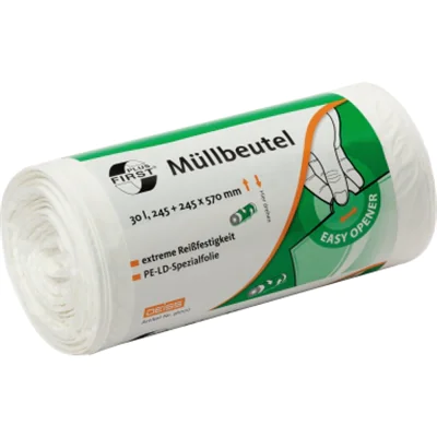 FIRST Müllbeutel 36005 LDPE 305+305x850mm ws 50 St./Pack.