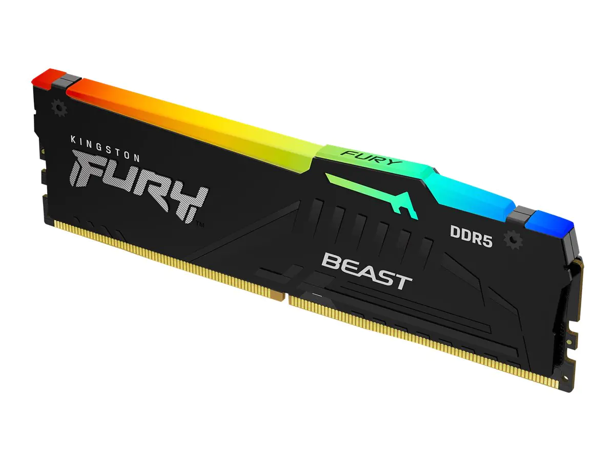 Kingston FURY Beast RGB - DDR5 - Kit - 64 GB: 2 x 32 GB - DIMM 288-PIN - 6000 MHz / PC5-48000 - CL36 - 1.35 V - ungepuffert - on-die ECC - Schwarz