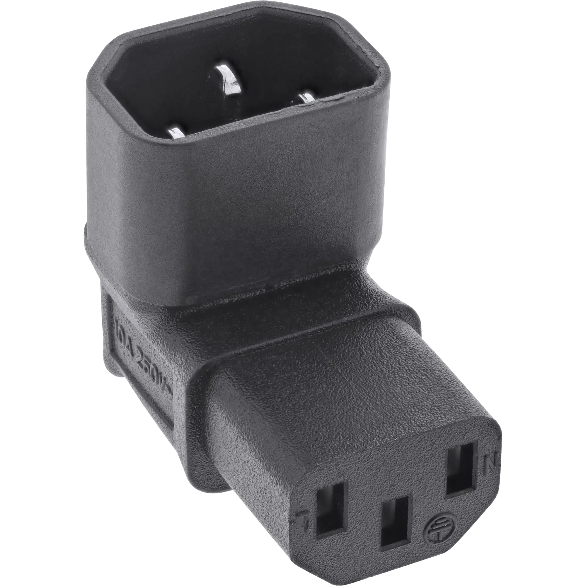 InLine Netzadapter IEC 60320 C14 / C13 - oben/unten gewinkelt - 3pol Kaltgeräte 16723F