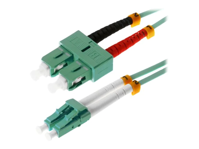 Helos - Patch-Kabel - LC Multi-Mode (M) zu SC multi-mode (M) - 0.5 m - Glasfaser - Duplex - 50/125 Mikrometer - OM3 - geformt - Aquamarin, Fiberglas