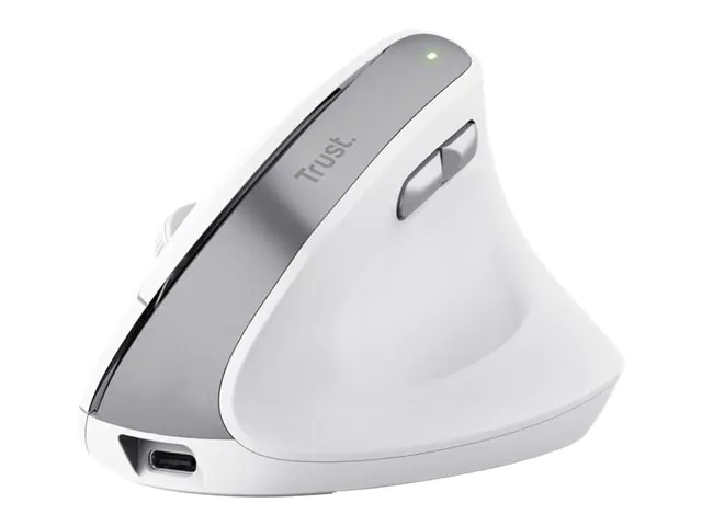 Trust Bayo II - Vertikale Maus - ergonomisch - Für Rechtshänder - optisch - 6 Tasten - kabellos - 2.4 GHz - kabelloser Empfänger (USB) - weiß