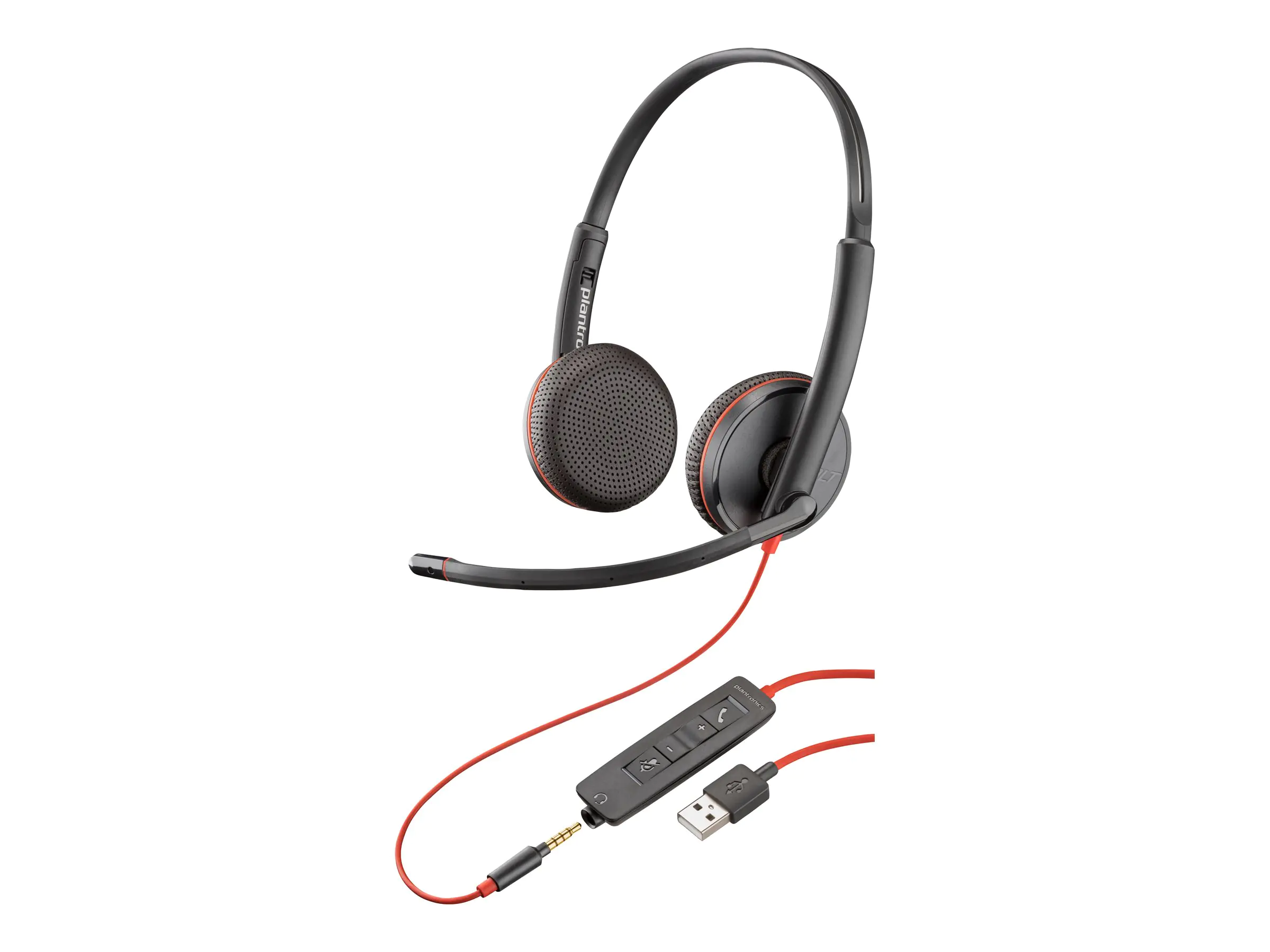Poly Blackwire 3225 - Blackwire 3200 Series - Headset - On-Ear - kabelgebunden - USB, 3,5 mm Stecker - Schwarz - Skype-zertifiziert, Cisco Jabber Certified, Avaya Certified