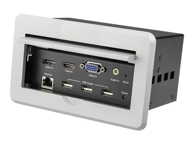 StarTech Konferenztisch Tischanschlussfeld für Audio und Video - 4K - HDMI / VGA / DP - HDMI Ausgang - Kabelmanagement - Befestigungsplatte - HDMI, HD-15, Mini-Phone Stereo 3,5 mm, RJ-45, USB Type A, DisplayPort - Silber