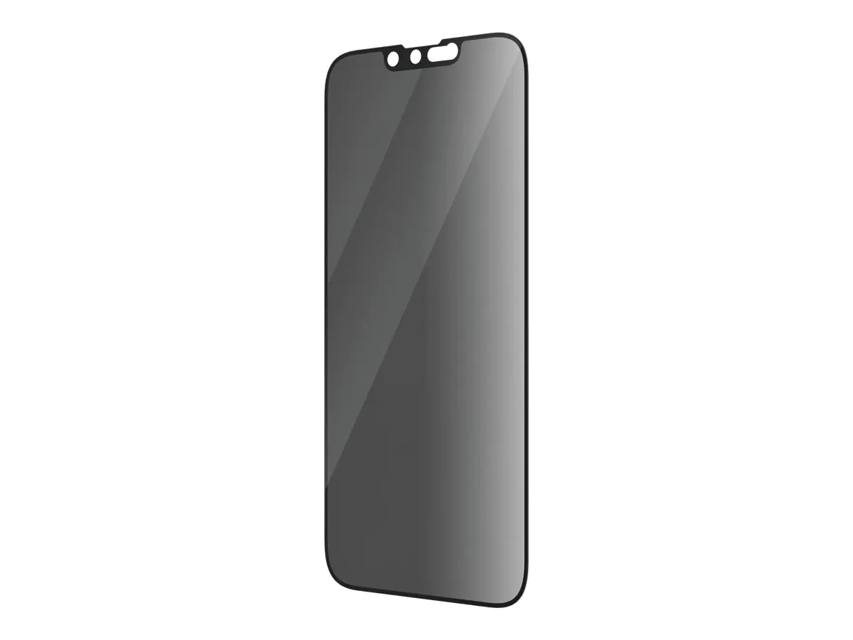 PanzerGlass - Bildschirmschutz für Handy - ultrabreite Passform - Glas - mit Sichtschutzfilter - Rahmenfarbe schwarz - für Apple iPhone 13, 13 Pro, 14