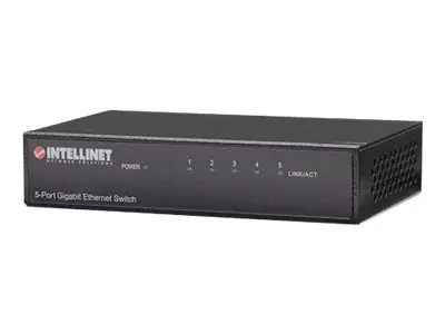 Intellinet 5-Port Gigabit Ethernet Switch, Metal, Box - Switch - 5 x 10/100/1000 - Desktop