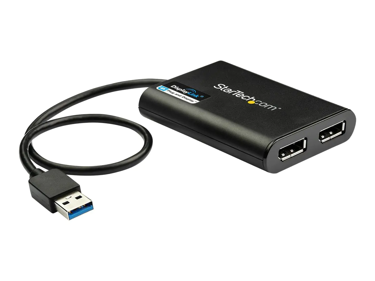 StarTech USB 3.0 to Dual DisplayPort Adapter 4K 60Hz, DisplayLink Certified, Video Converter with External Graphics Card - Mac & PC (USB32DP24K60) - DisplayPort-Adapter - USB Typ A (M) zu DisplayPort (W) - USB 3.0 - 30 cm - unterstützt 4K 60 Hz (4096 x 21