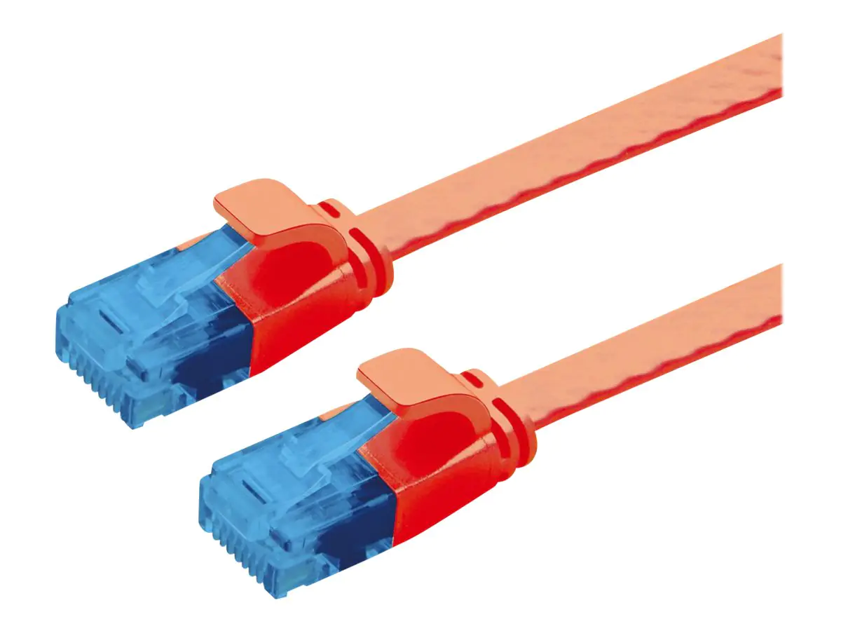 VALUE - Patch-Kabel - RJ-45 (M) zu RJ-45 (M) - 50 cm - U/UTP, nicht abgeschirmt - CAT 6a - geformt, ohne Haken, verseilt, flach - Rot