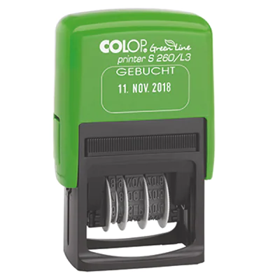 COLOP Datumsstempel Printer S260 L3 Green Line Gebucht 127789 COLOP Datumsstempel Printer S260 L3 Green Line Gebucht 127789