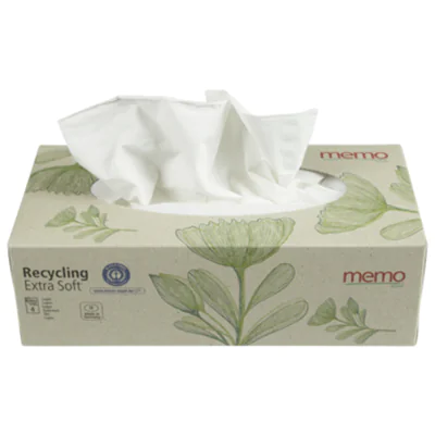 memo Papiertaschentuch Recycling Extra Soft 20 x 21 cm (B x H) 4-lagig Papier, 100 % recycelt weiß 100 St./Pack.
