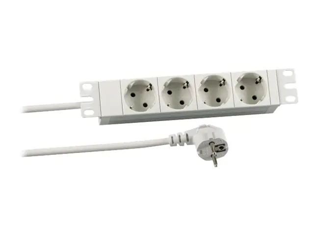 Koop PROFIversal - Steckdosenleiste (Rack - einbaufähig) - Wechselstrom 250 V - Eingabe, Eingang power CEE 7/7 - Ausgangsanschlüsse: 4 (power CEE 7/3) - 1U - 25.4 cm (10") - 2 m Schnur - Grau, RAL 7035