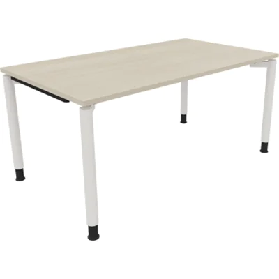 Schreibtisch Vierfuß Rundrohr B1600xT900xH680-820 ws/Akazie hell Schreibtisch Vierfuß Rundrohr B1600xT900xH680-820 ws/Akazie hell