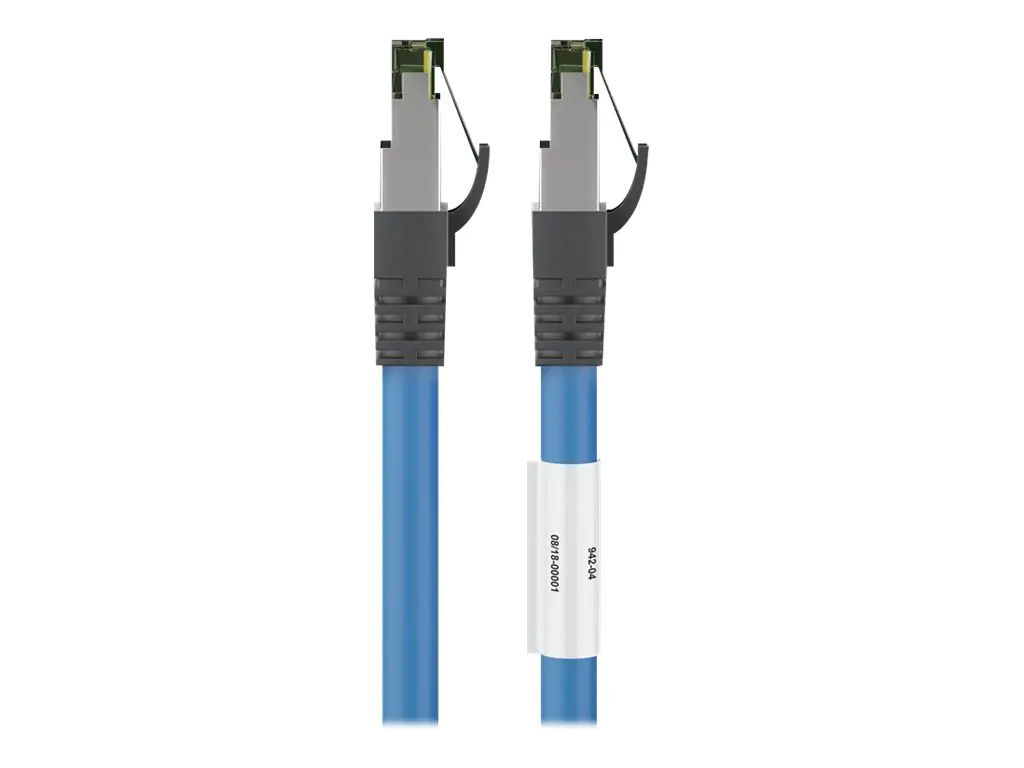 goobay - Patch-Kabel - RJ-45 (M) zu RJ-45 (M) - 25 cm - SFTP, PiMF - CAT 8.1 - halogenfrei, ohne Haken, verseilt - Blau