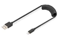 Digitus - Lightning-Kabel - USB männlich zu Lightning männlich - 1 m - Schwarz - Spirale, bis zu 480 Mbps, unterstützt Stromversorgung