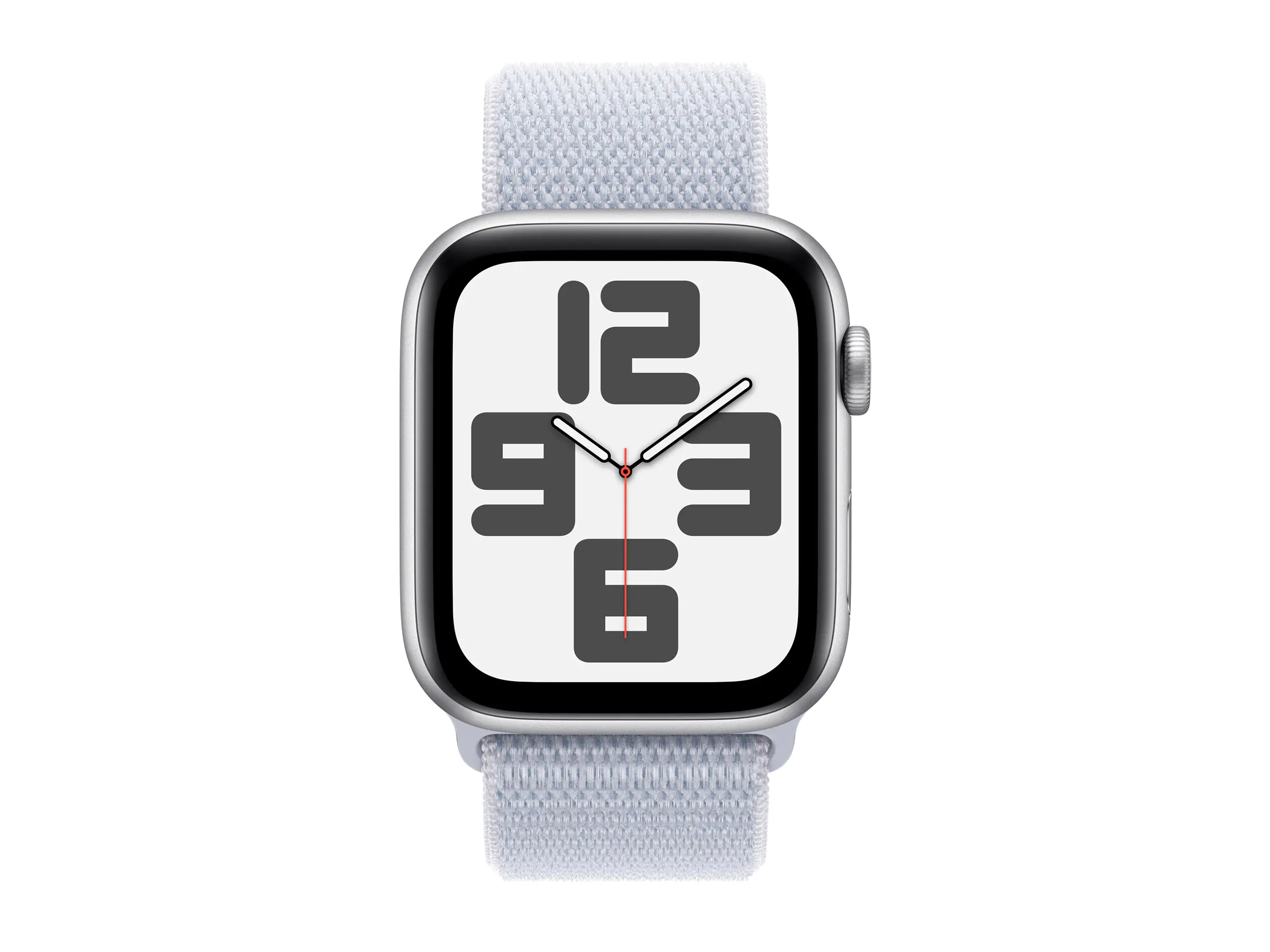 Apple Watch SE (GPS) - 44 mm - Aluminium, Silber - intelligente Uhr mit Sportschleife - weiches, zweilagiges Nylon - blaue Wolke - Handgelenkgröße: 130-200 mm - 32 GB - Wi-Fi 4, Bluetooth - 32.9 g