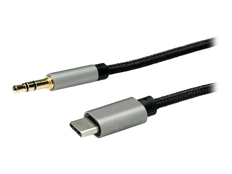 Roline - Adapter USB-C auf Klinkenstecker - 24 pin USB-C männlich umkehrbar zu mini-phone stereo 3.5 mm männlich - 1.8 m - Schwarz