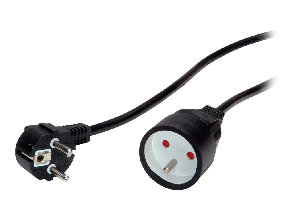 VALUE - Spannungsversorgungs-Verlängerungskabel - French / UTE (M) zu French / UTE (W) - Wechselstrom 250 V - 16 A - 5 m - Schwarz