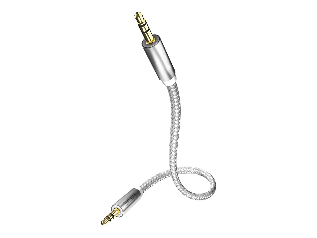 in-akustik Premium - Audiokabel - mini-phone stereo 3.5 mm männlich zu mini-phone stereo 3.5 mm männlich - 75 cm - Doppelisolierung - Weiß/Silber - robust