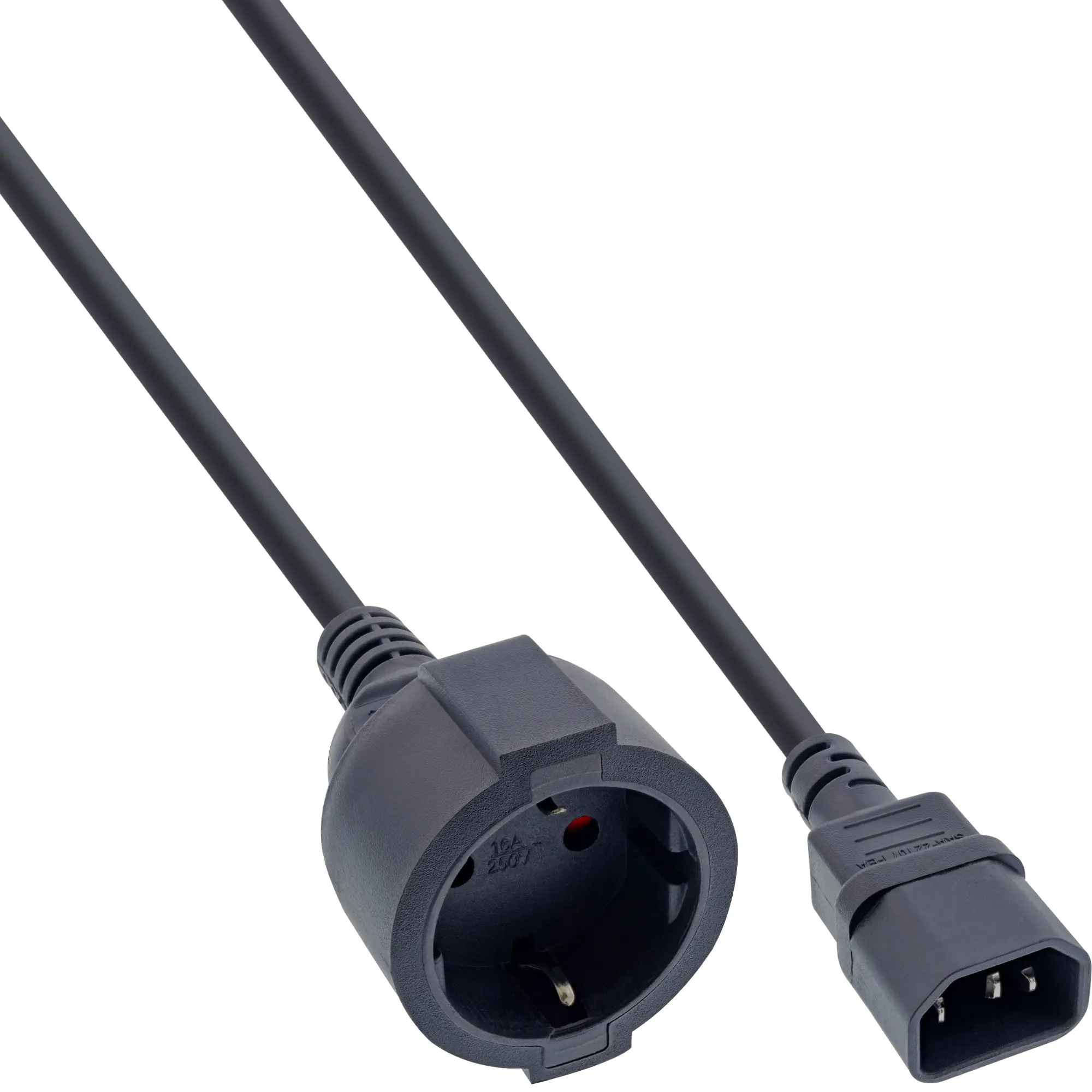 InLine Netz Adapter Kabel - Kaltgeräte C14 auf Schutzkontakt Buchse - 1m 16659A