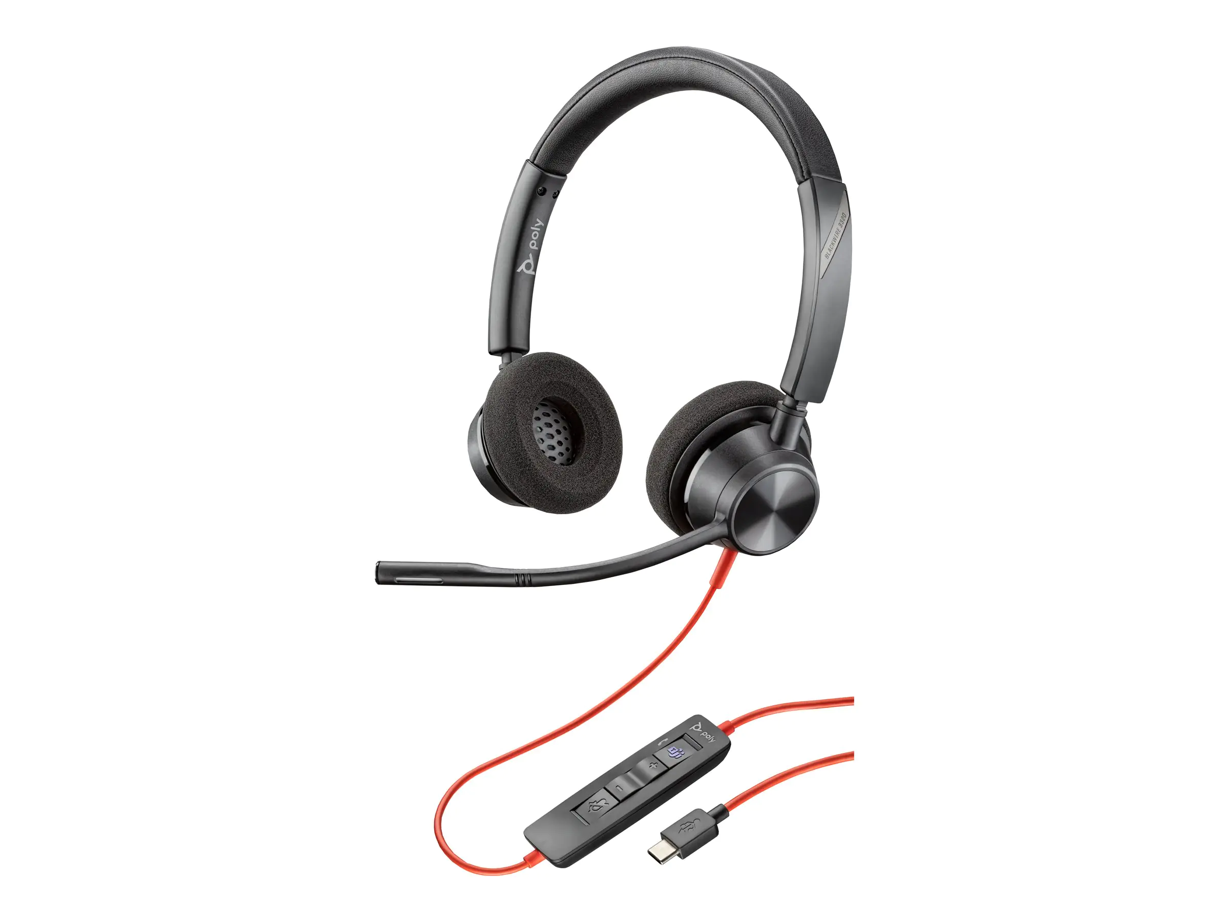 Poly Blackwire 3320-M - Blackwire 3300 series - Headset - On-Ear - kabelgebunden - USB-C - Schwarz - Zertifiziert für Microsoft Teams