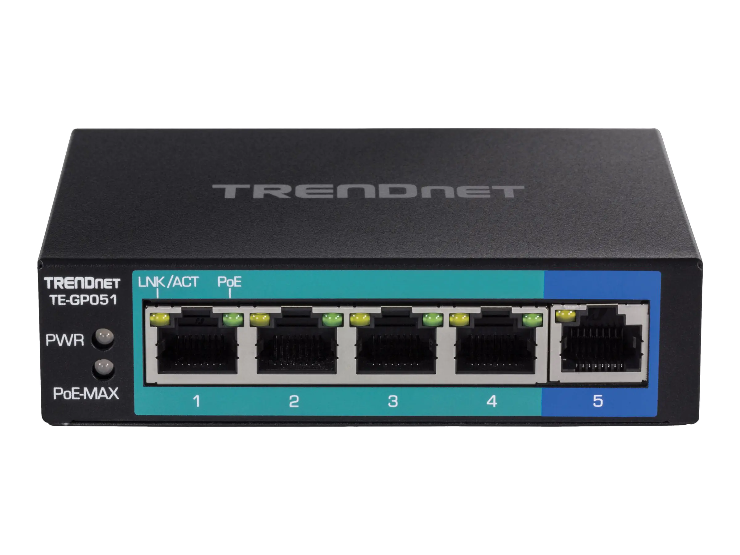 TRENDnet TE-GP051 - Switch - unmanaged - 4 x 10/100/1000 (PoE) + 1 x 10/100/1000 - Desktop - PoE+ (35 W)