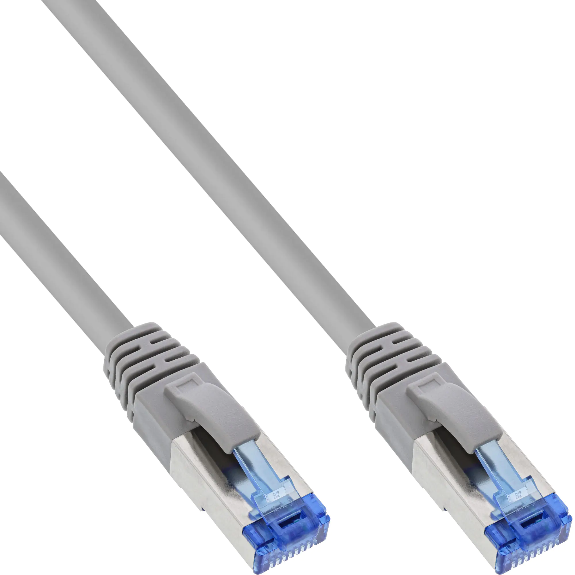 InLine - Patch-Kabel - RJ-45 (M) zu RJ-45 (M) - 50 cm - SFTP, PiMF - CAT 6a - halogenfrei, geformt, ohne Haken - Grau (Packung mit 100)