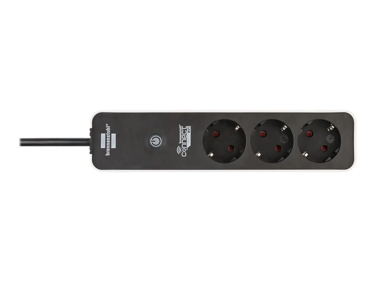 brennenstuhl Connect Ecolor WS EC01 DE - Smart Power-Steckdosenleiste - AC 220-250 V - 3680 Watt - Wi-Fi - Eingabe, Eingang Stromversorgung - Ausgangsanschlüsse: 3 (3 x Steckdose, 2-polig) - 1.5 m Schnur - Schwarz, weiß