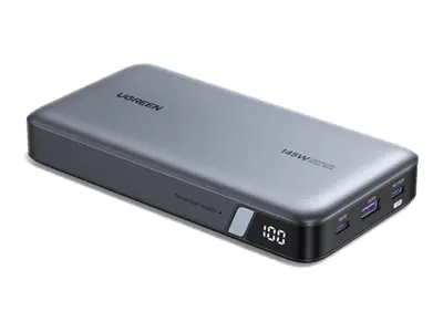 Ugreen - Powerbank - für Laptop - 25000 mAh - 90 Wh - 145 Watt - 5 A - Power Delivery 3.1, PD 3.0, PD 2.0, QC 3.0, QC 2.0, Huawei Fast Charge, AFC, Apple 2.4A, BC 1.2 - 3 Ausgabeanschlussstellen (USB, 2 x USB-C)