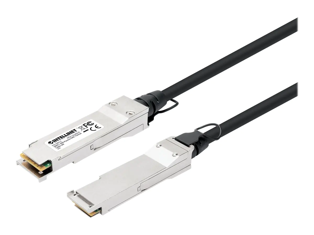 Intellinet - 40GBase Direktanschlusskabel - QSFP+ (M) zu QSFP+ (M) - 2 m - twinaxial - passiv, geringe Latenz, bis zu 40 Gbps Datentransferrate, 40 Gigabit ethernet - Schwarz