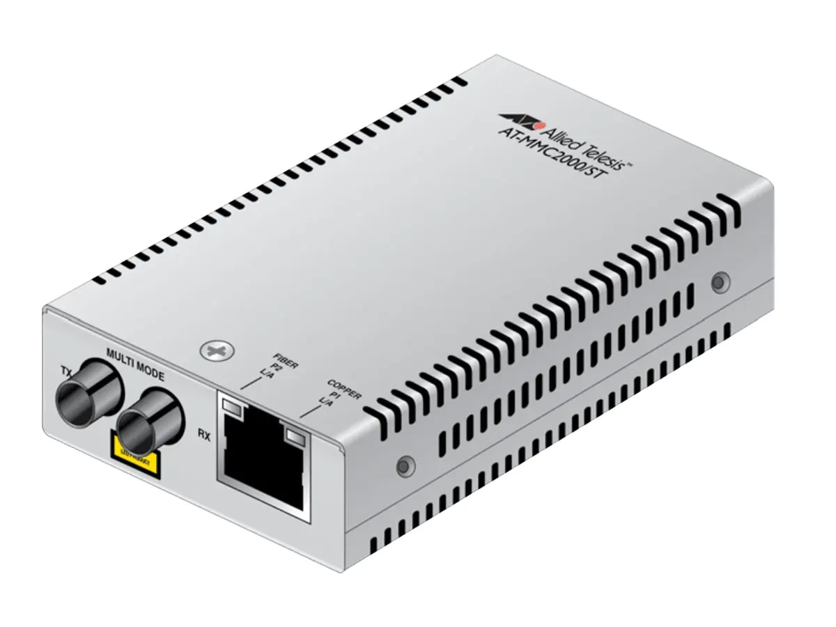 Allied Telesis AT MMC2000/ST - Medienkonverter - 1GbE - 1000Base-T, 100Base-TX, 10Base-T, 1000Base-SX - RJ-45 / ST multi-mode - bis zu 550 m - 850 nm - TAA-konform