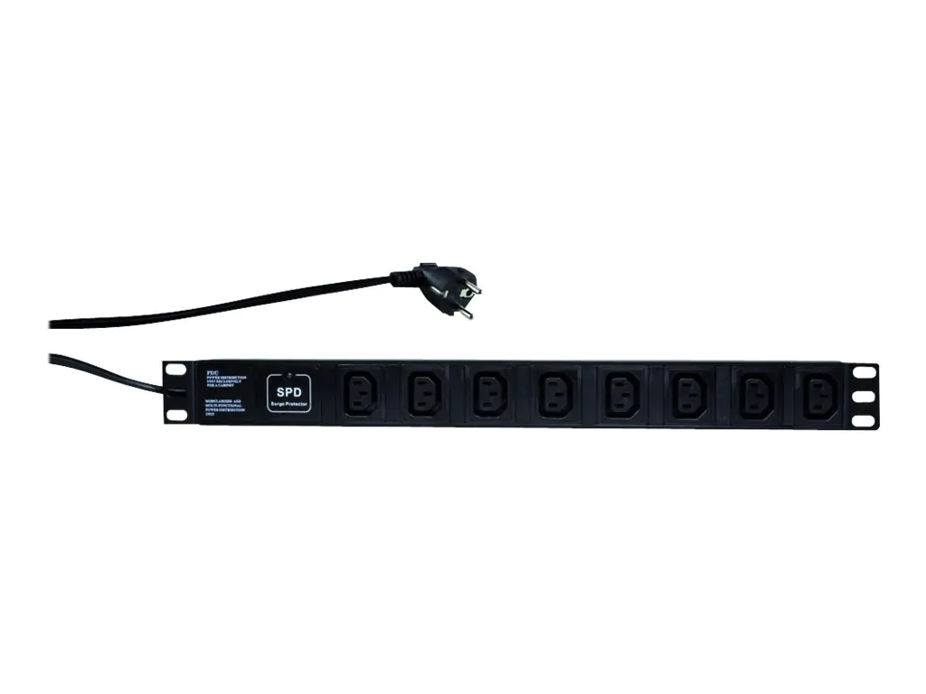 LogiLink - Stromverteilungseinheit (Rack - einbaufähig) - Wechselstrom 230 V - Eingabe, Eingang power CEE 7/7 - Ausgangsanschlüsse: 8 (power IEC 60320 C13) - 1U - 48.3 cm (19") - 2 m Schnur - Schwarz, RAL 9005