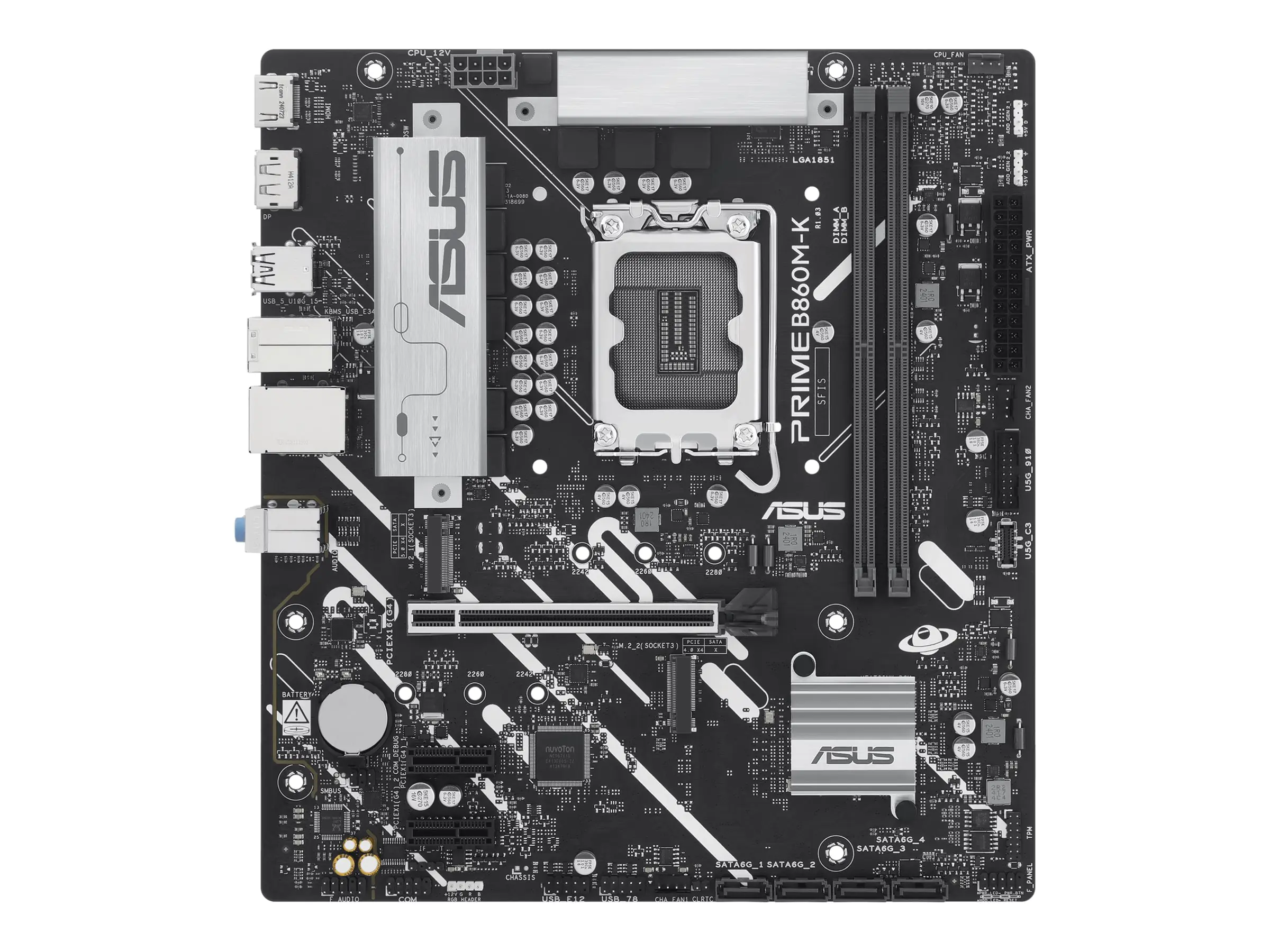 ASUS PRIME B860M-K - Motherboard - micro ATX - LGA1851-Sockel - B860 Chipsatz - USB 3.2 Gen 2, USB 3.2 Gen 1, USB-C 3.2 Gen 1 - 2.5 Gigabit LAN - Onboard-Grafik (CPU erforderlich) - HD Audio (8-Kanal)