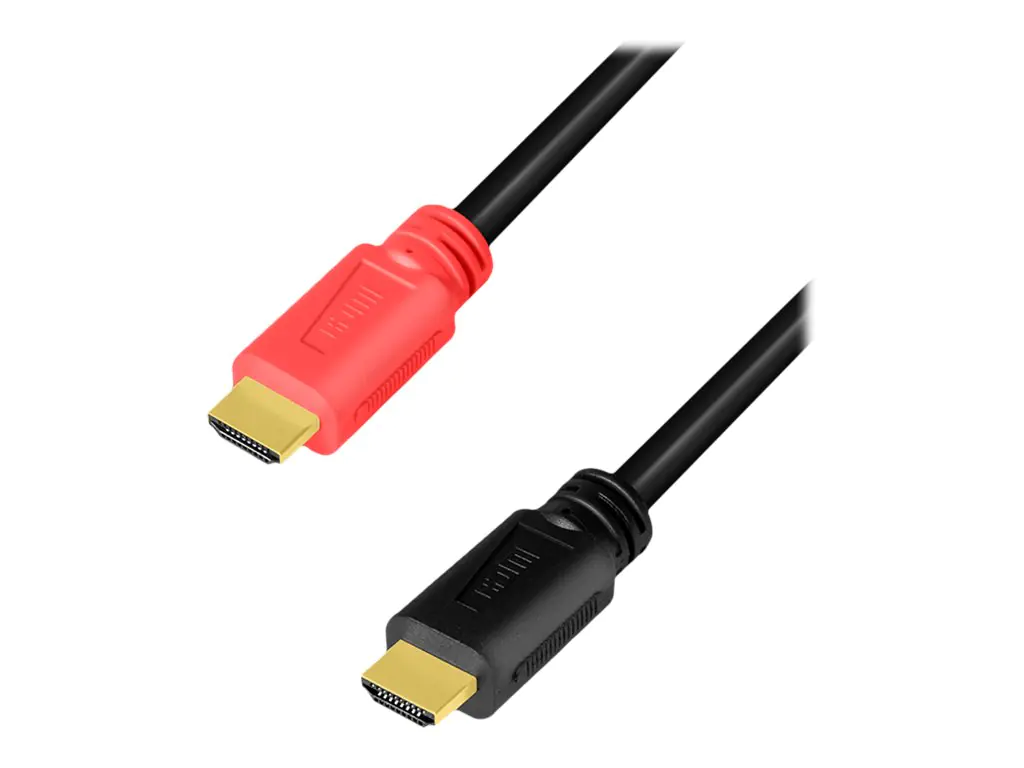 LogiLink - Premium High Speed - HDMI-Kabel - HDMI männlich zu HDMI männlich - 10 m - Dreifachisolierung - Schwarz, Rot - aktiv, unterstützt 4K 60 Hz (3840 x 2160)