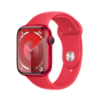 Apple Watch Series 9 (GPS) - (PRODUCT) RED - 45 mm - Red Aluminium - intelligente Uhr mit Sportband - Flouroelastomer - rot - Bandgröße: S/M - 64 GB - Wi-Fi, Bluetooth, UWB - 38.7 g