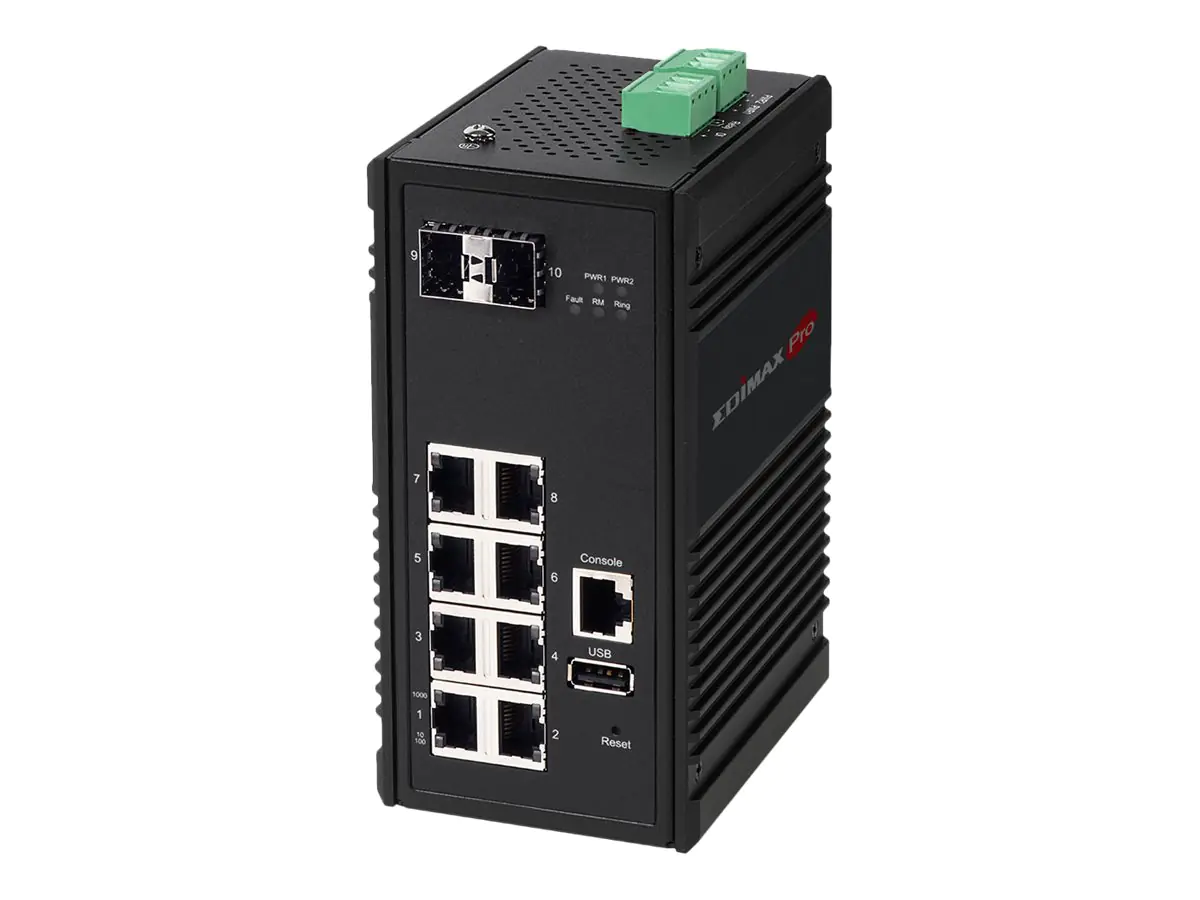 Edimax Pro IGS-5208 - Switch - managed - 8 x 10/100/1000 + 2 x SFP - an DIN-Schiene montierbar, wandmontierbar - Gleichstrom
