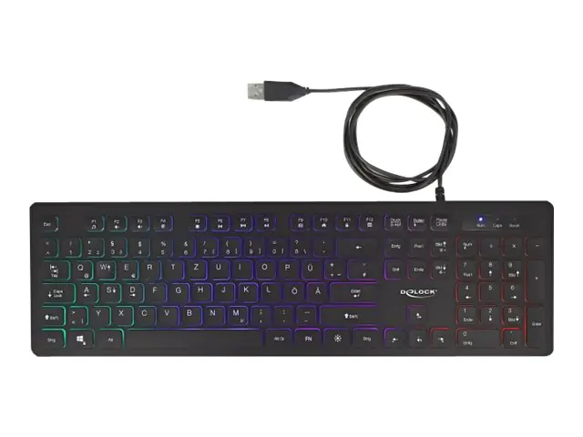 Delock - Tastatur - Hintergrundbeleuchtung - USB - QWERTZ - Deutsch - Schwarz - retail