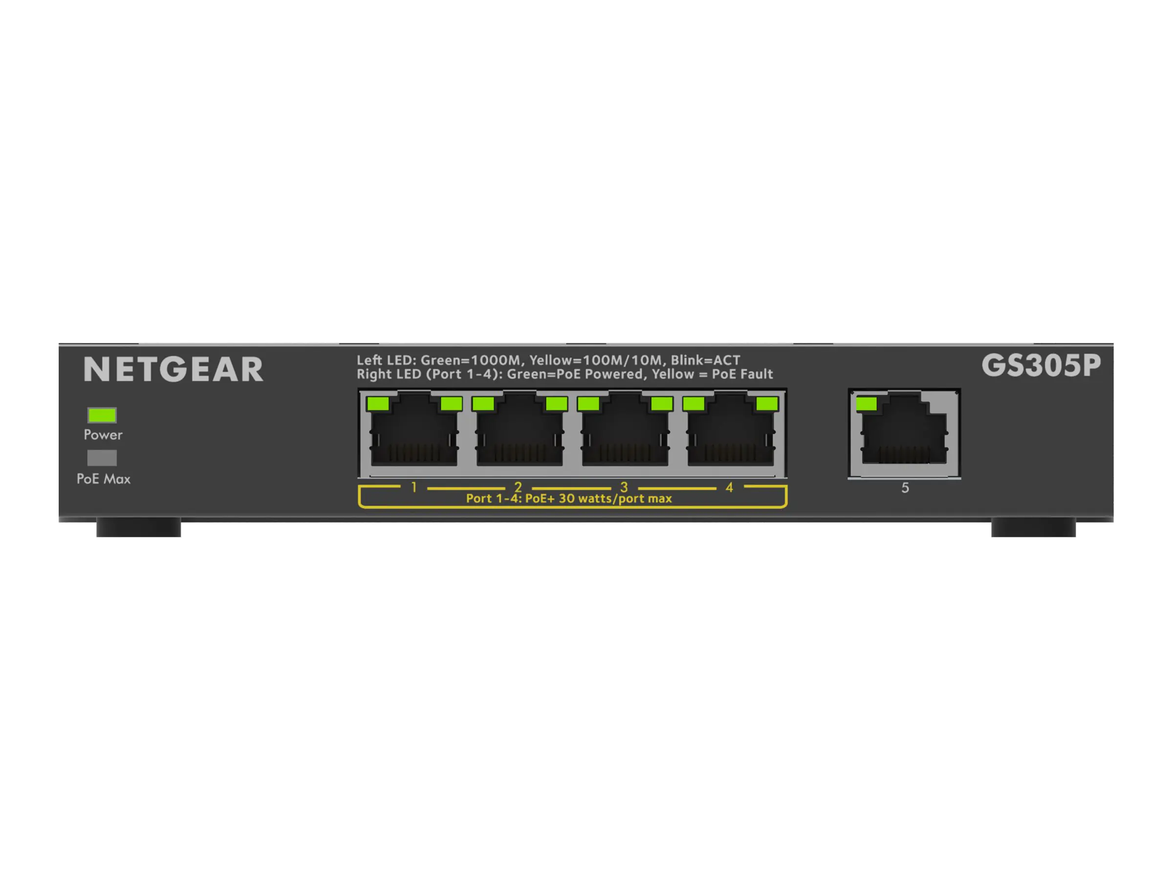 Netgear 5PT GE Unmanages Switch W/POE+ GS305P - Switch