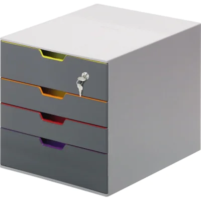 DURABLE Schubladenbox VARICOLOR Safe 760627 Schloss 4Fächer gr/fb DURABLE Schubladenbox VARICOLOR Safe 760627 Schloss 4Fächer gr/fb