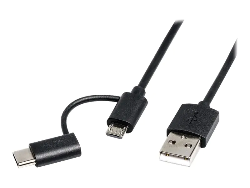 Roline - USB-Kabel - Micro-USB Typ B, 24 pin USB-C (M) zu USB (M) - USB 2.0 - 1 m - Schwarz