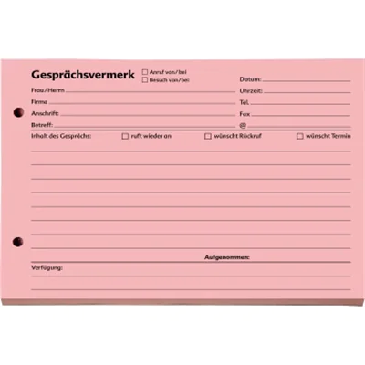 SoldanPlus Gesprächsvermerk 1201400 DIN A5 quer 100Blatt rot